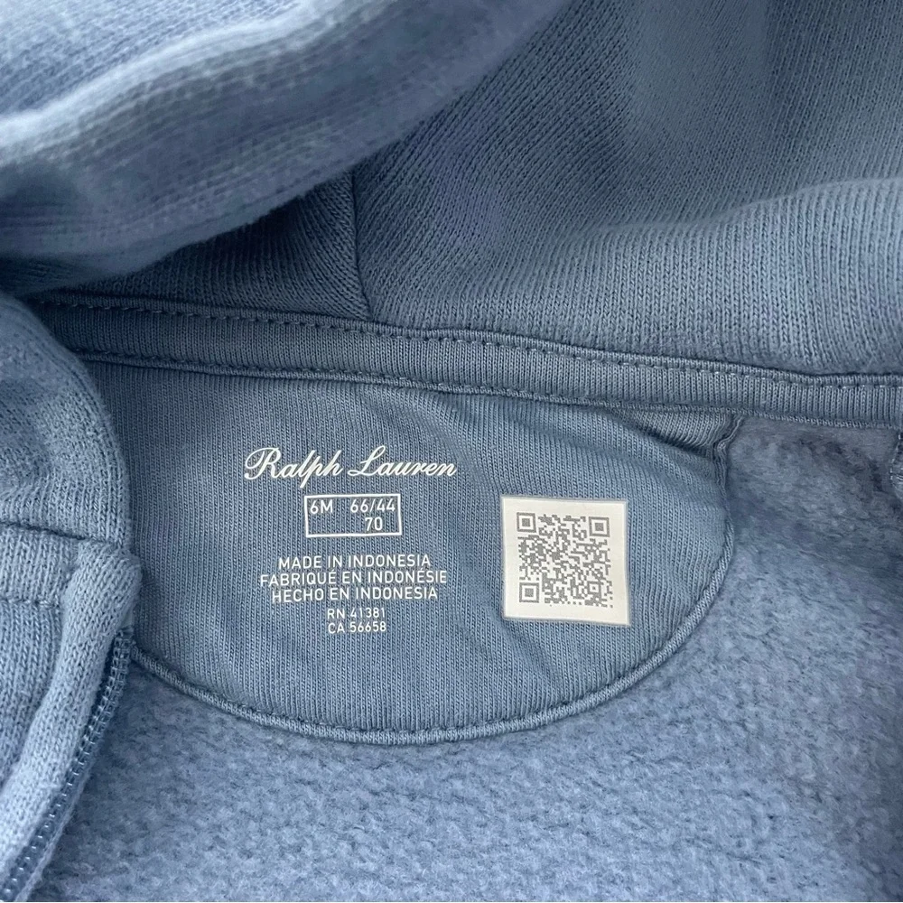 Ralph Lauren Blue Kids Hoodie and Jogger Set Sze 6 months